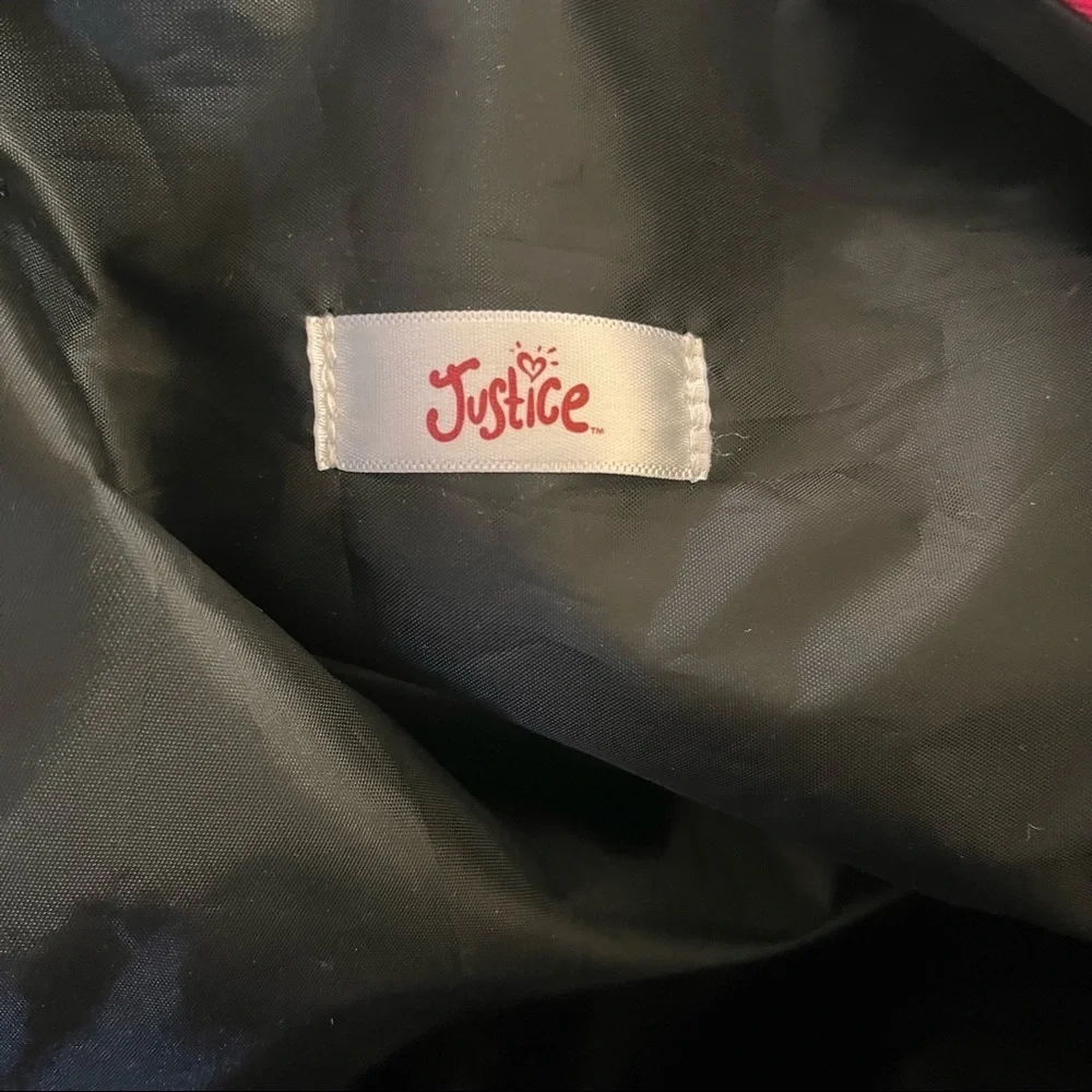 Justice girl LIVE! duffel bag black w/rainbow ombré adjustable strap